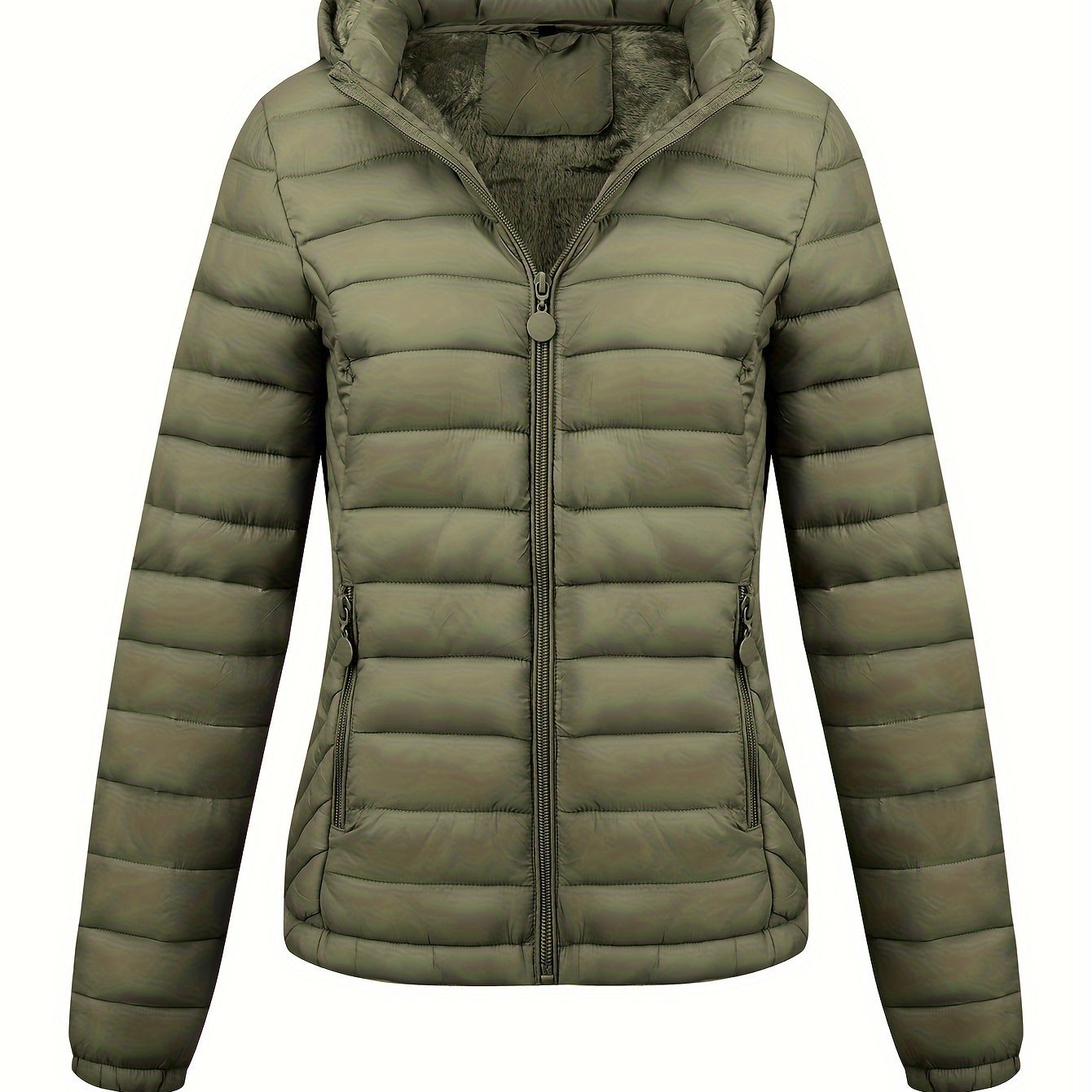 Women's Autumn/Winter Simple Lightweight Hooded Commuter Padded Coat with Pockets - veyora