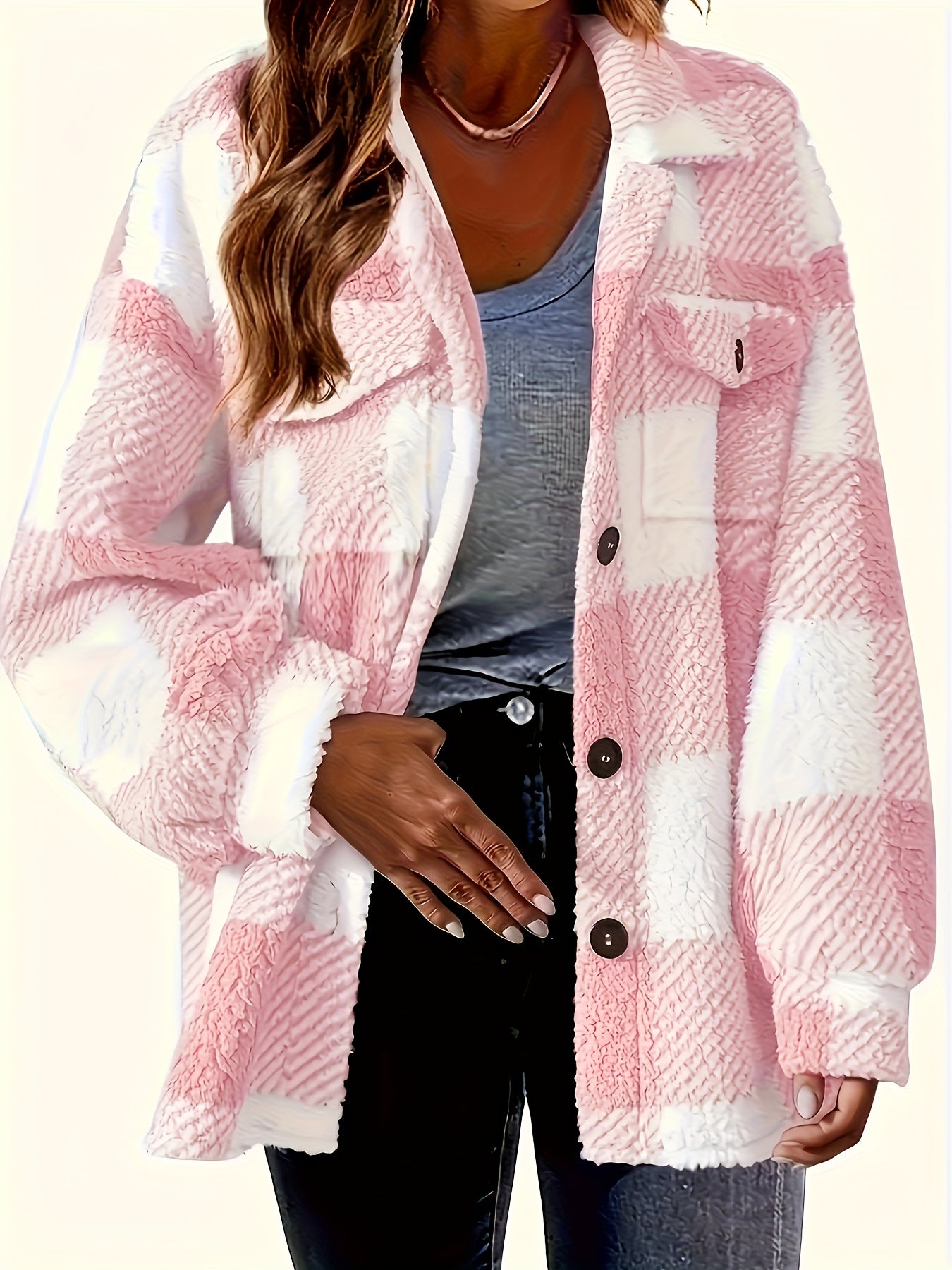 Elegant Directional Fluffy Winter Jacket