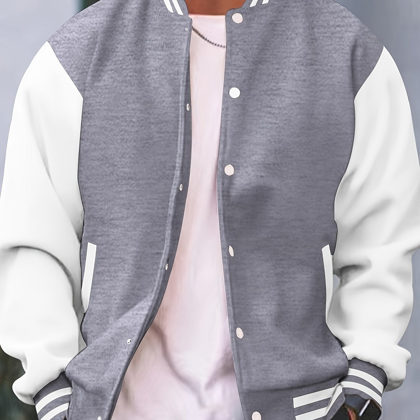 Men's Casual School Team Jacket, Spring and Autumn Fashion Button Baseball Collar Jacket - veyora