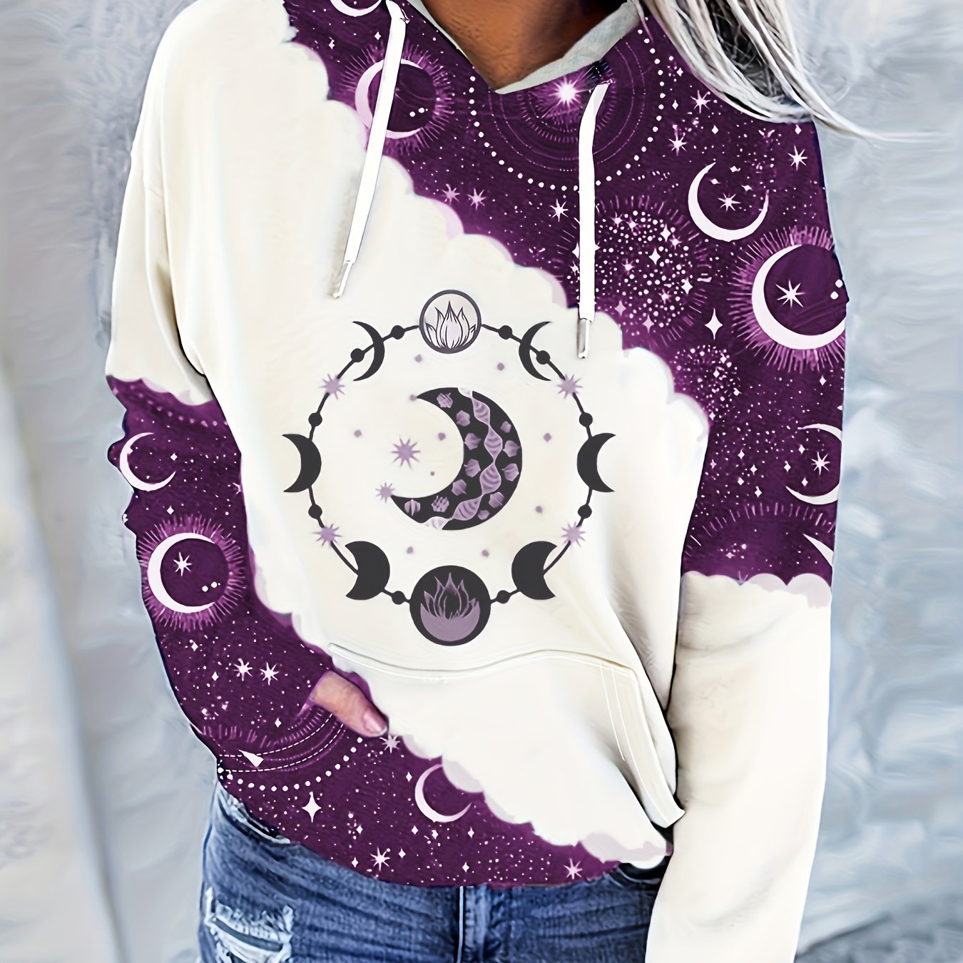 Women'S Casual Stylish Hooded Sweatshirt with a Western Ethnic Style And Vintage Print. - veyora