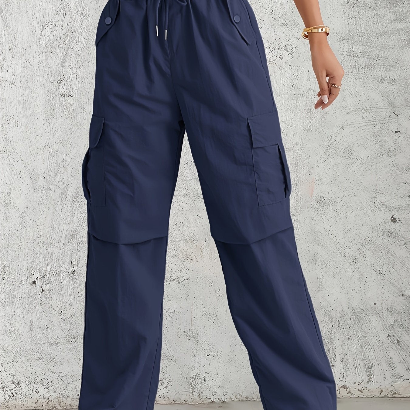 American - style Quick - Dry Drawstring Cargo Pants for Women, Wide - Leg Casual Pants, Breathable Lightweight Fabric Straight - Leg Trousers - veyora