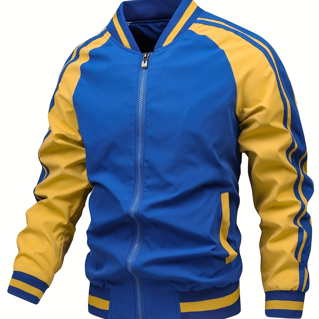 Men'S Baseball Collar Jacket, Unisex Autumn Outerwear, Sporty Jacket, Collegiate Style Jacket, Lightweight Outerwear for Fall And Winter - veyora