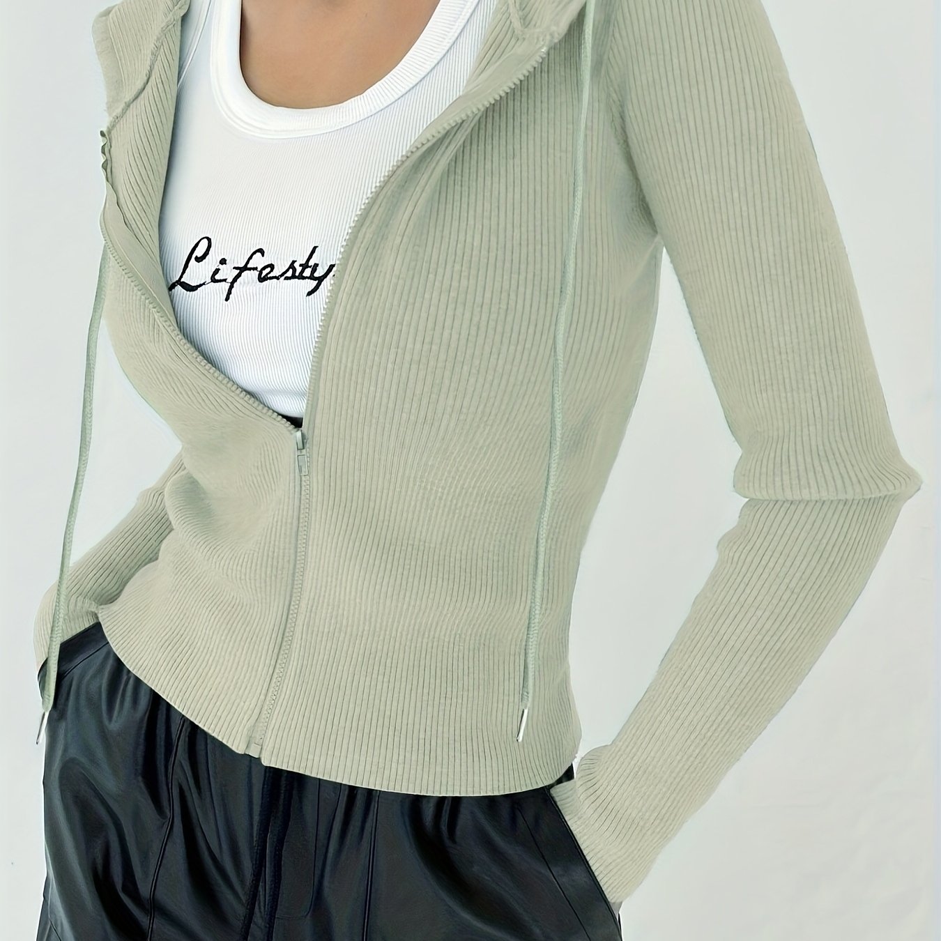 Women'S Fitted Solid Color Long Sleeve Casual Jacket with a Hood - veyora