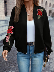 Women'S Casual Jacket with Stylish Embroidered Baseball Design, a Trendy Top - veyora