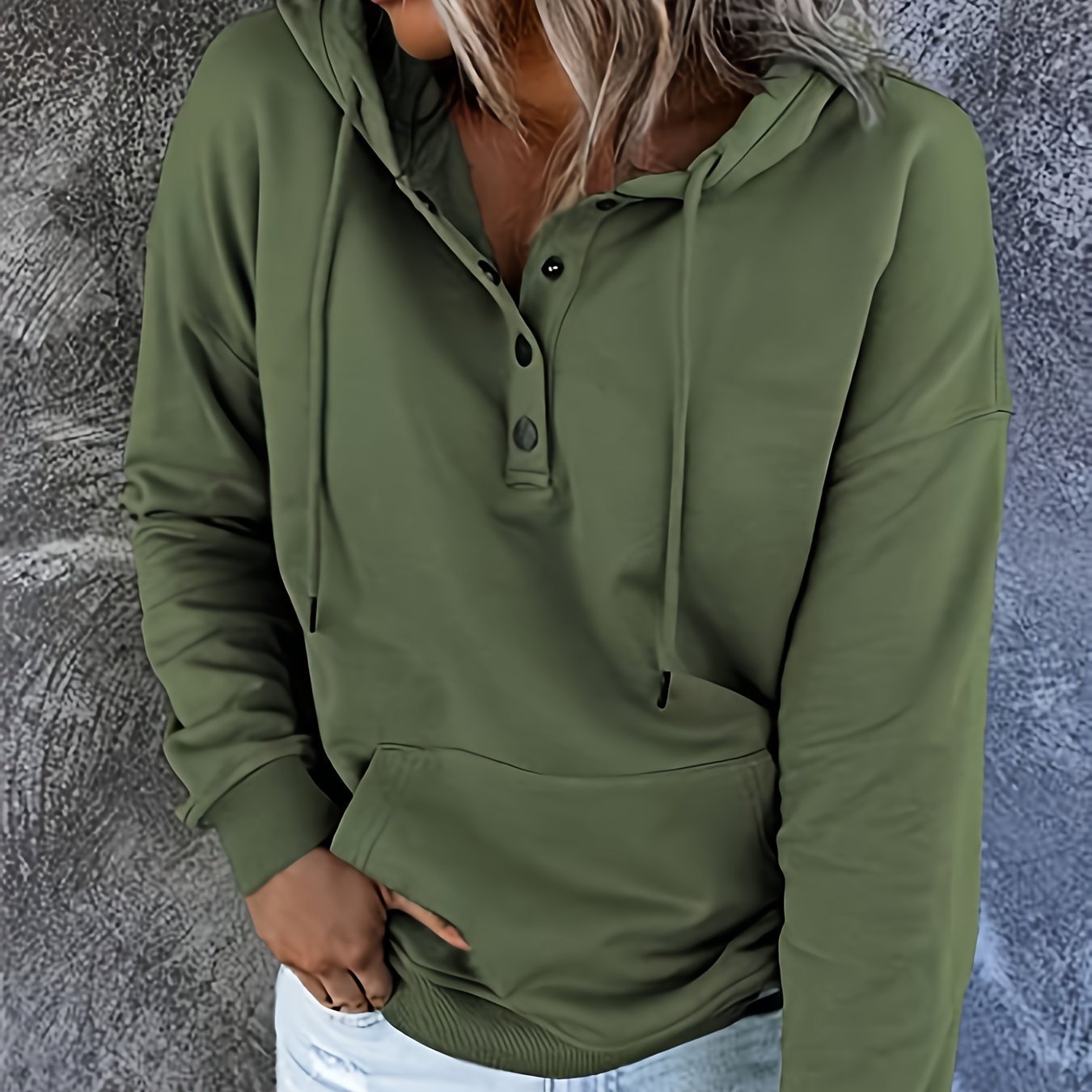 Women'S Oversized Hooded Sweatshirt - Long Sleeve Loose Fit Hoodie with Drawstring Hood & Front Pocket, Solid Casual Winter Warmth, Cozy Fall Winter Layering, Minimalist Casual Attire, Easy Care (Machine Washable) - Versatile for Casual & Semi - Forma - veyora