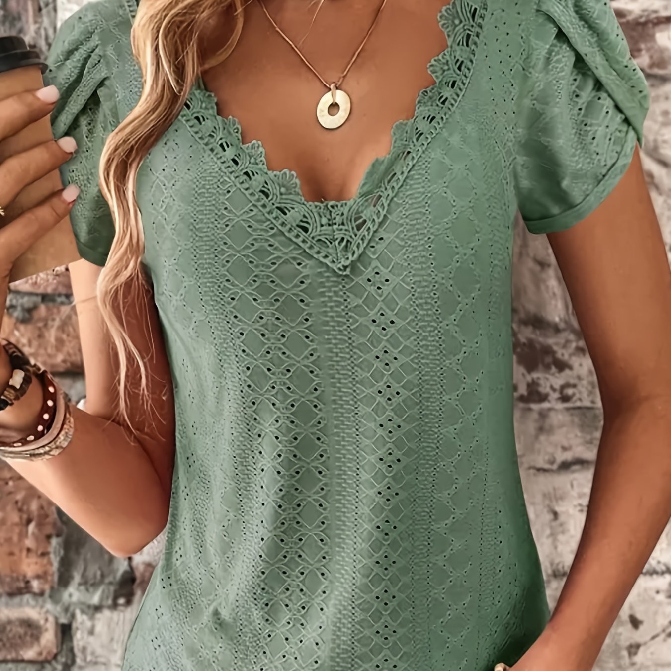 Lace V - Neck Top - veyora