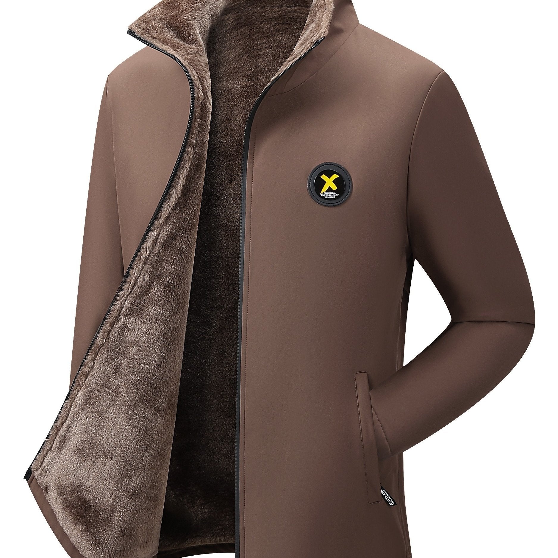 Men's New Stand - up Collar Casual Autumn and Winter Jacket Jacket Men's Velvet Padded Warm Fashion Winter Clothes - padded Jacket - veyora