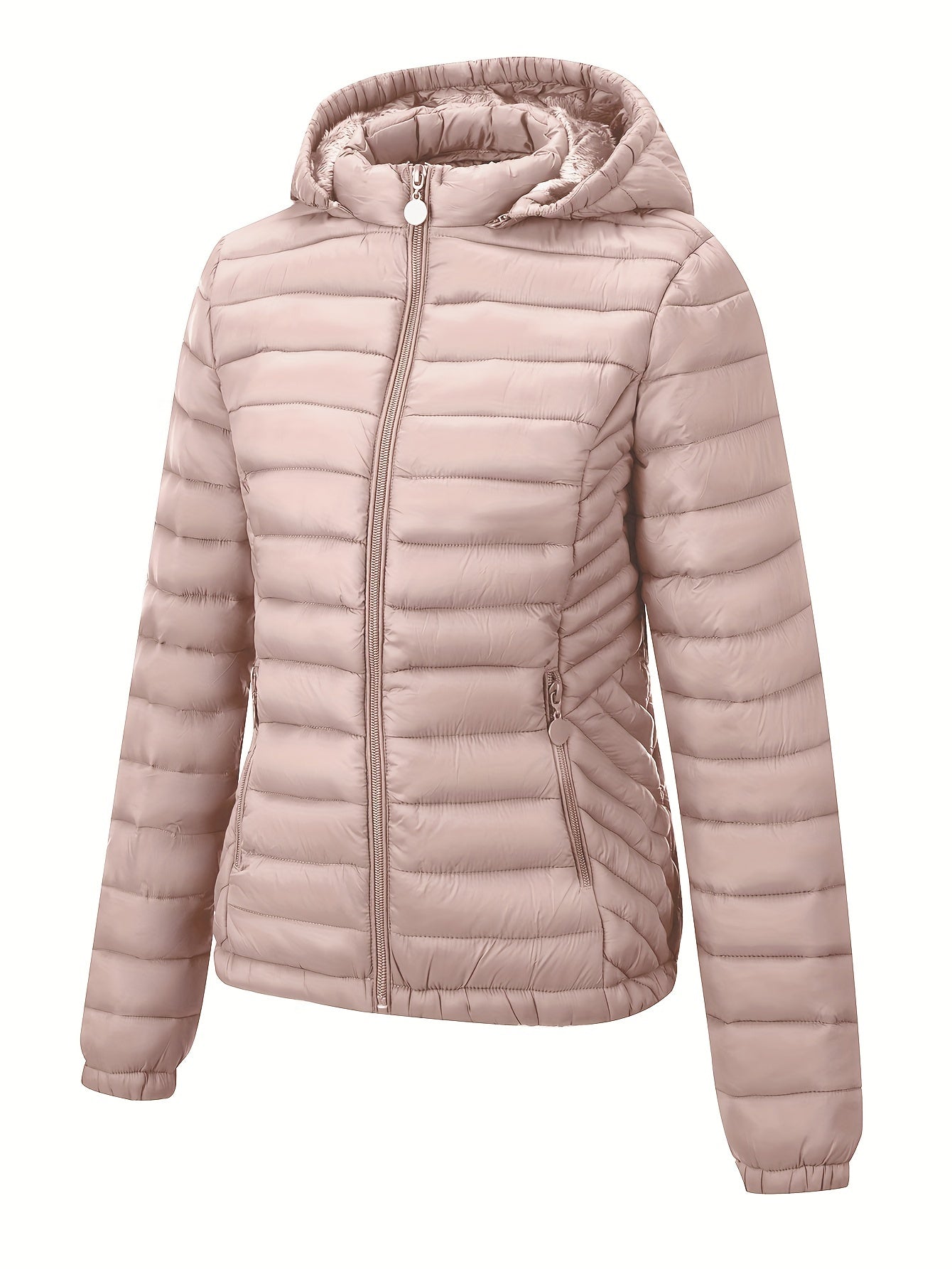 Women's Autumn/Winter Simple Lightweight Hooded Commuter Padded Coat with Pockets - veyora