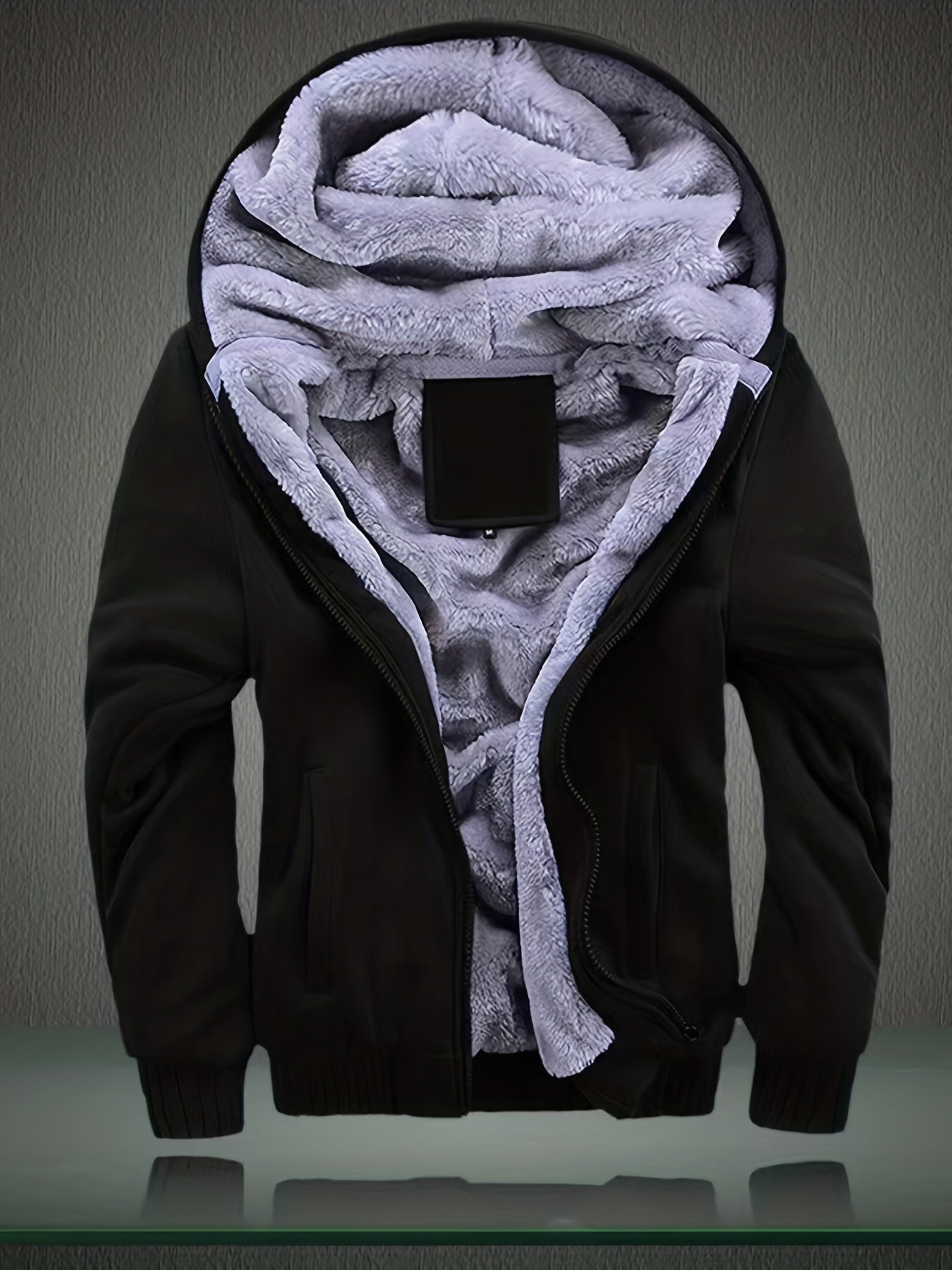 Thickened Fleece Solid Color Hooded Cardigan - Men's Winter Sweatshirt Jacket - veyora