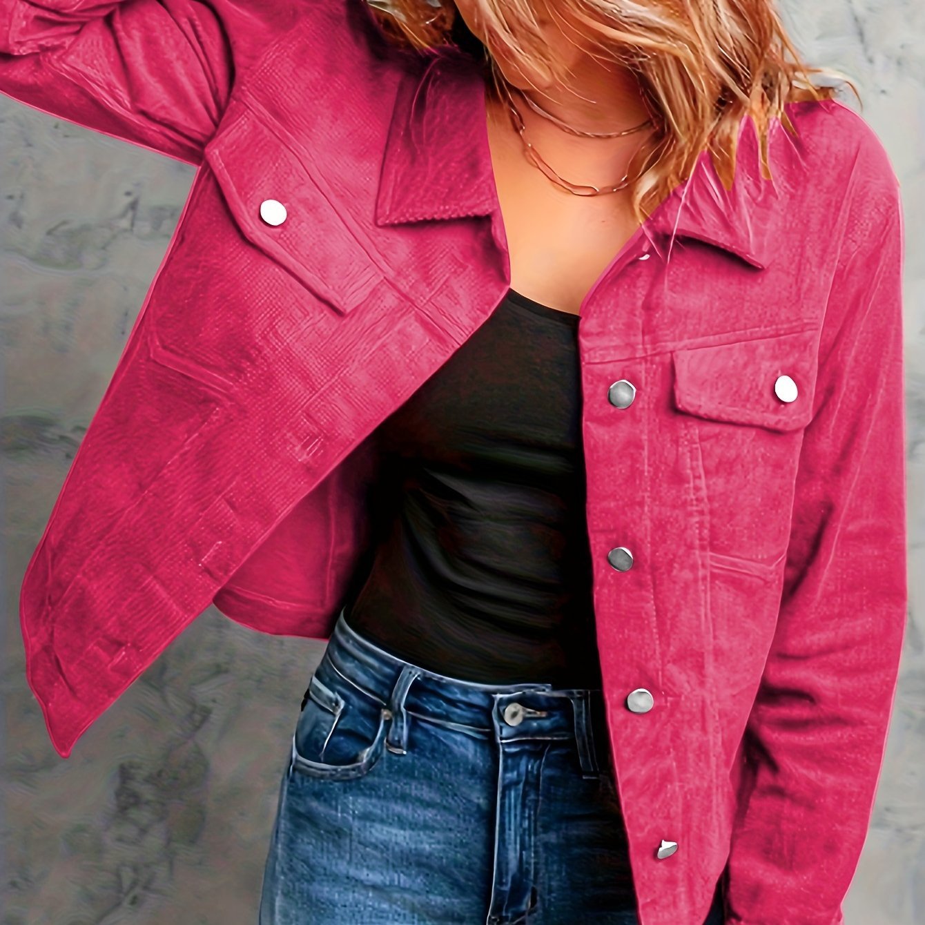 Vacation - Oriented Women'S Loose Top Solid Color Corduroy Jacket Casual Button Shirt - veyora