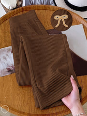 New Women'S Corduroy Joggers with Pockets And Embroidered Bows, Suitable for Casual Or Wear, Featuring a Loose And Easy Straight - Leg Design, Perfect for Commuting And Travel - veyora