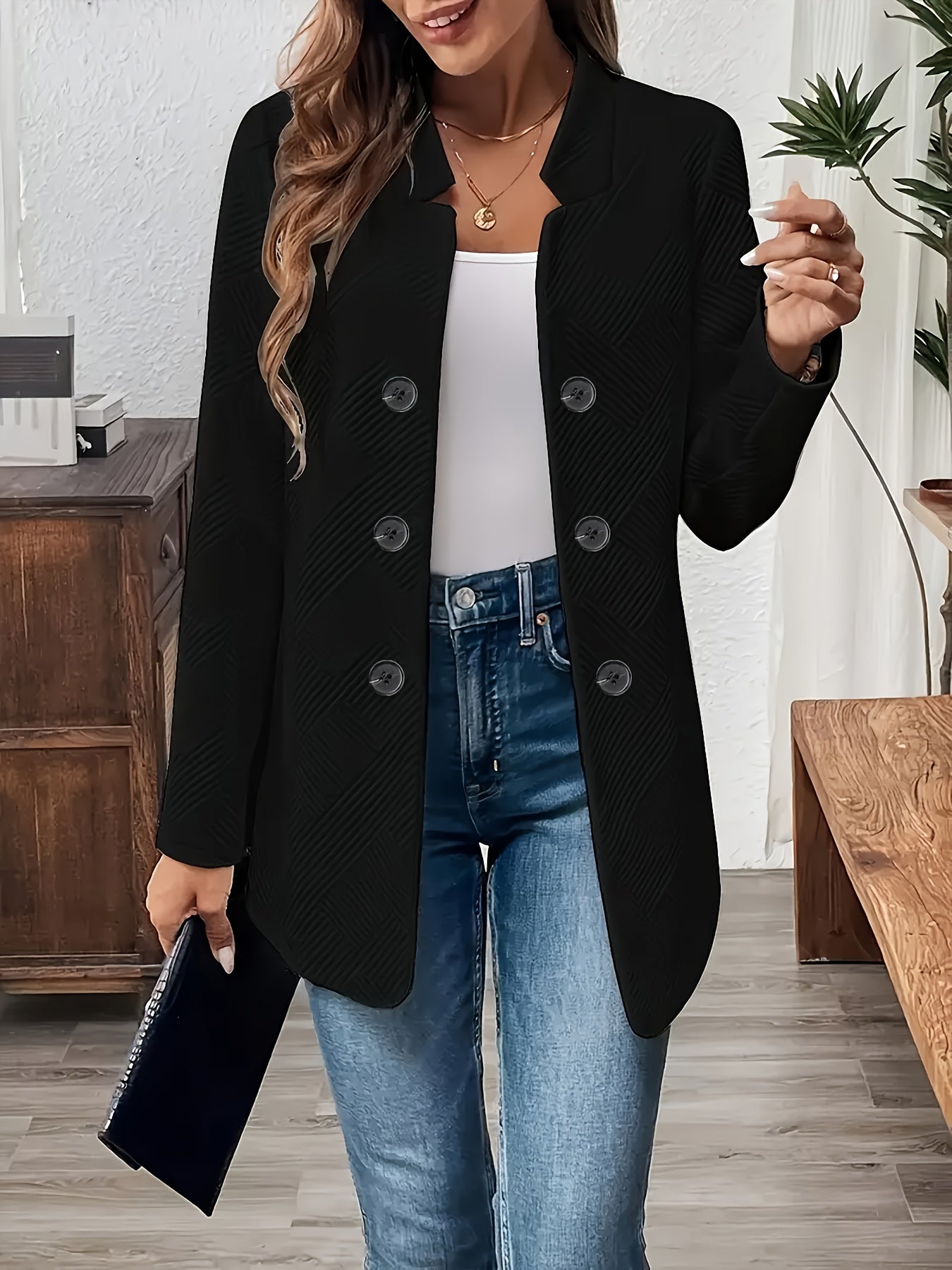 Fashion New Solid Color Front Button Decorative Cardigan Long Sleeve with Pockets Women's Mid - length Coat - veyora
