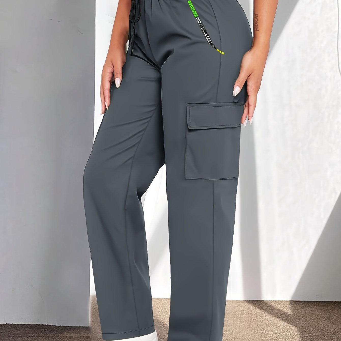 Women'S Casual Cargo Pants | Lightweight, Breathable, Fashionable Patch Pocket Design, Drawstring Waist, Suitable for Outdoor and Daily Wear - veyora