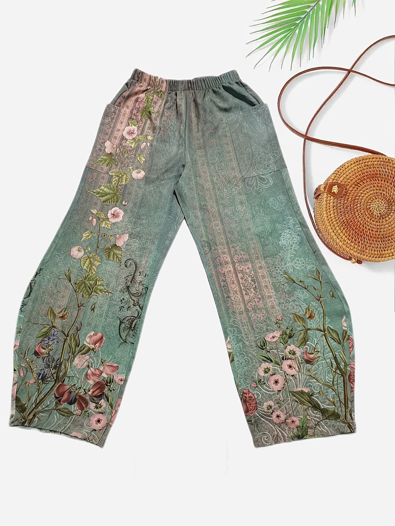 Printed Wide - Leg Pants, Spring/Summer Casual Loose Trousers, Women's Clothing - veyora