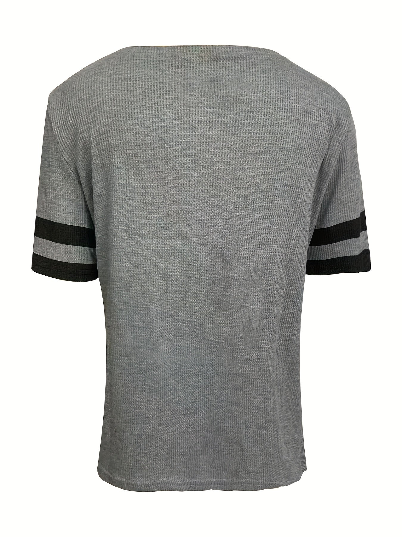 Stripe & Letter Print Zipper Front T-Shirt, Casual Short Sleeve T-Shirt For Spring & Summer, Women's Clothing - veyora