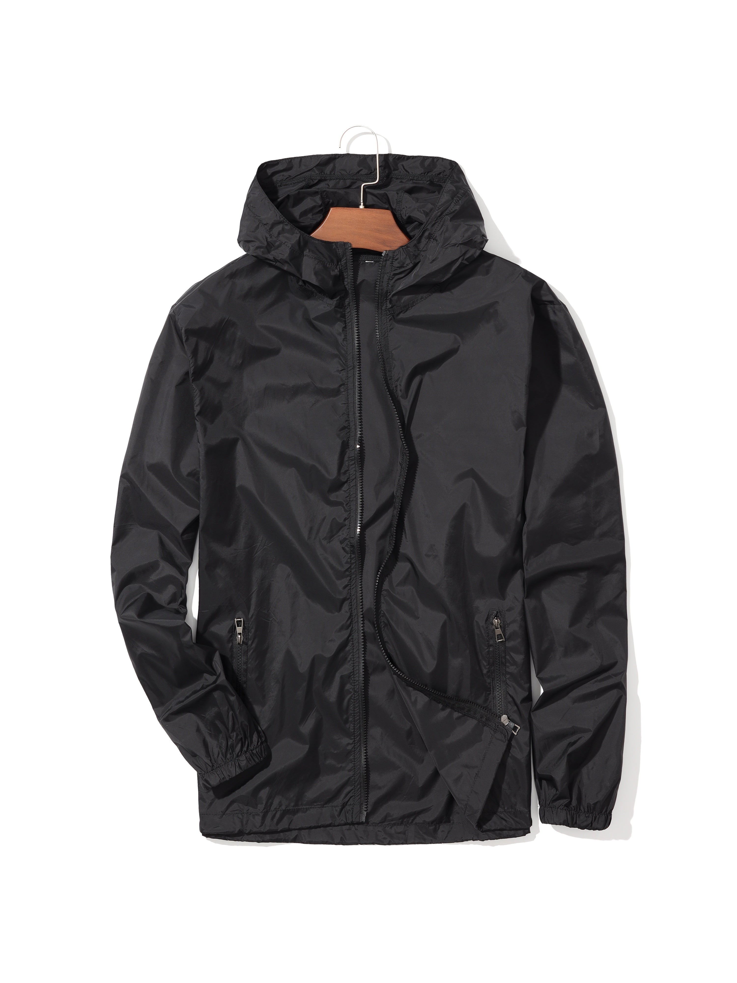 Lightweight Breathable Quick-Dry UV Protection Hooded Windbreaker Jacket for Men & Women - Spring Summer Outdoor Casual Wear, Bright Red with Black Accents, Machine Washable
