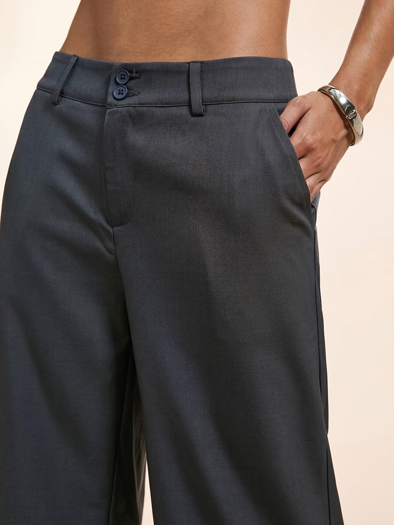 A 2025 Elegant, Fashionable, and Minimalist Garment. Four - season Low - waist Casual, Comfortable, and Commuting - friendly Solid - color Double - pocket Wide - leg Pants for Women. Suitable for Work, Casual Attire, and as a Holiday Gift. Niannian - veyora