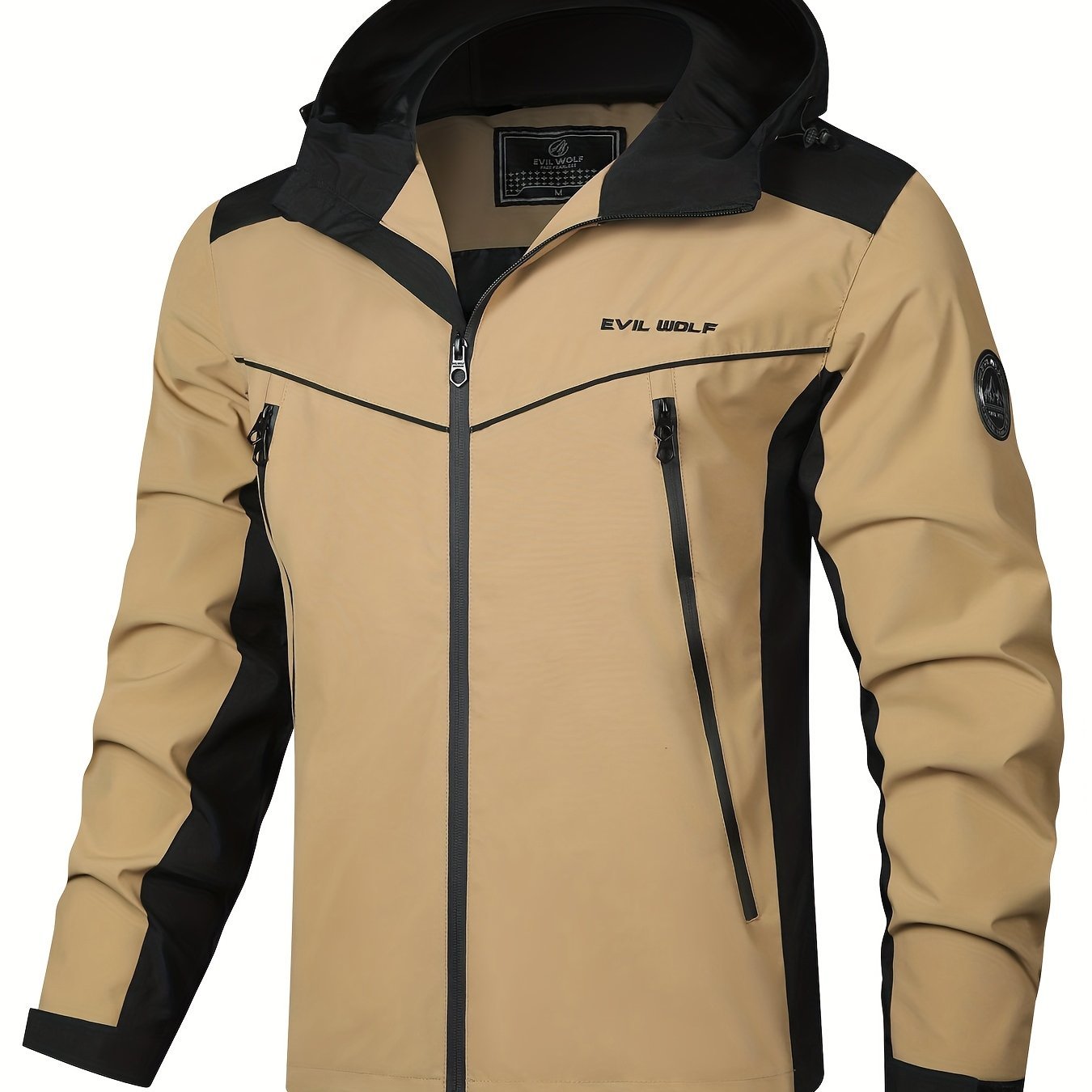 Men's Patchwork Slim - fit Jacket, Suitable for Spring and Autumn Wear, Men's Long - zipper Large - pocket Varsity - style Jacket - veyora