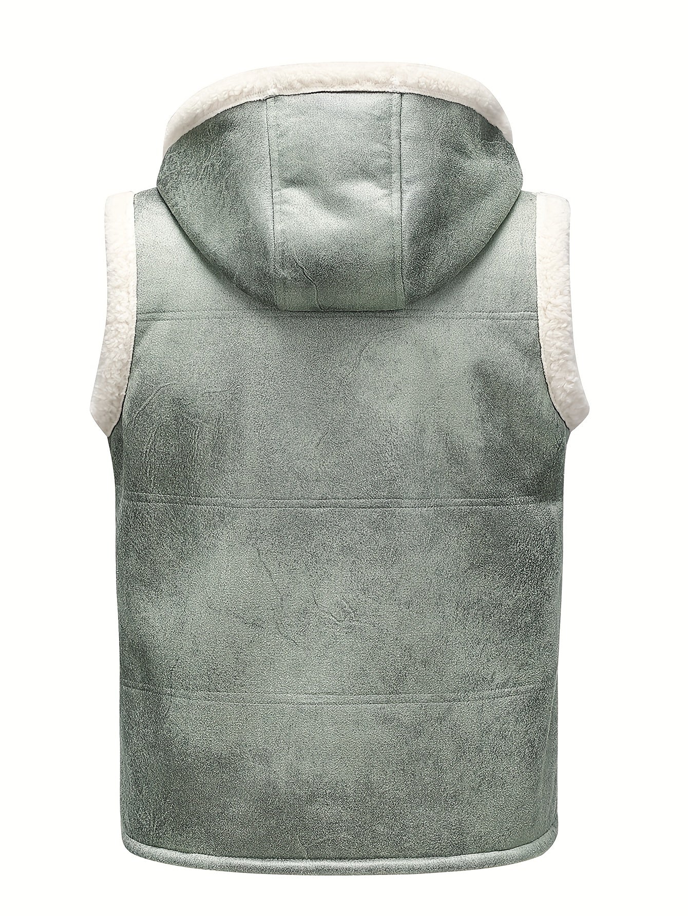 Men's Faux Fur - Lined Hooded Vest, Thickened and - Lined, Fashionable Windproof and Warm Outer Jacket for Men - veyora