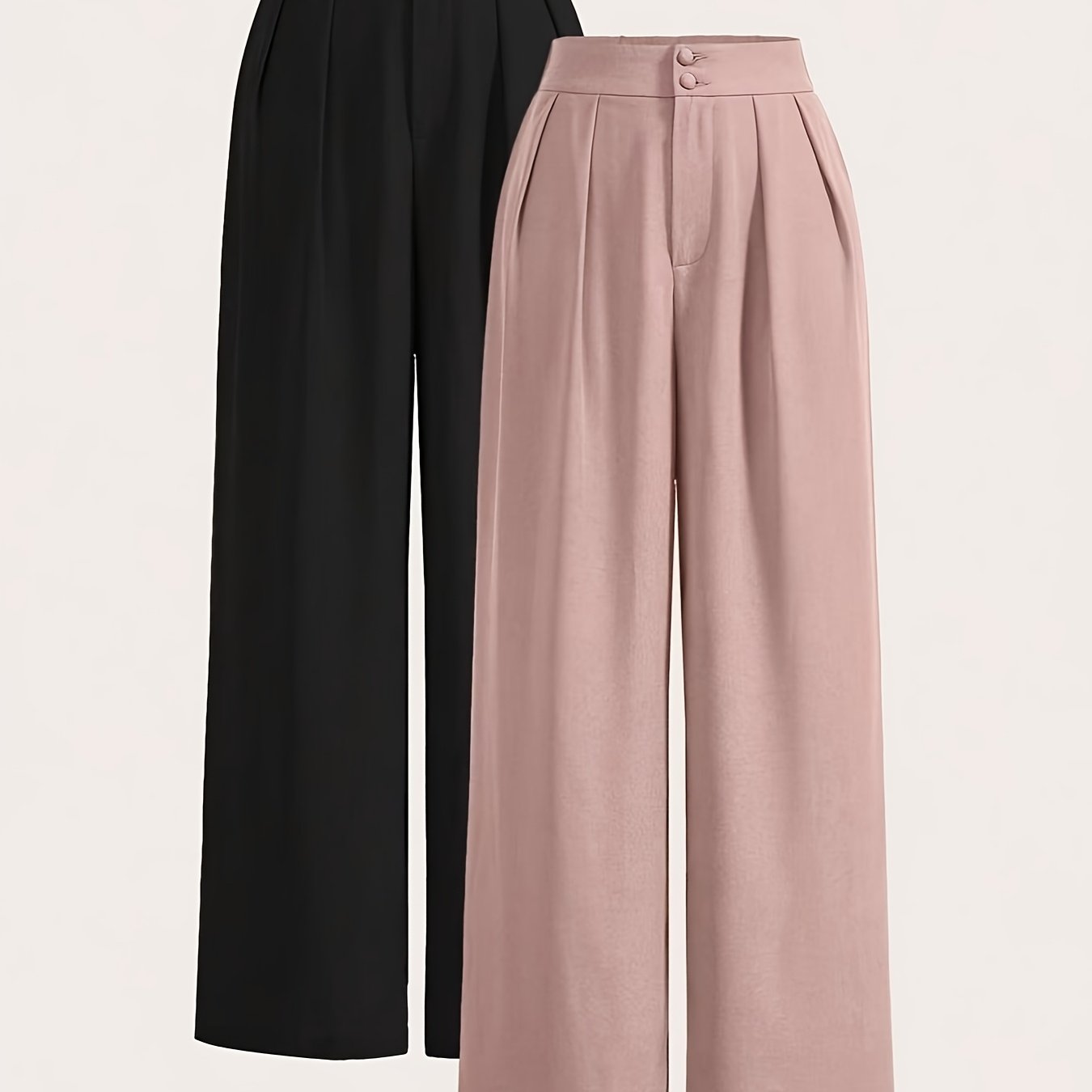 High - Waisted Wide - Leg Pants Two - Piece Set - veyora