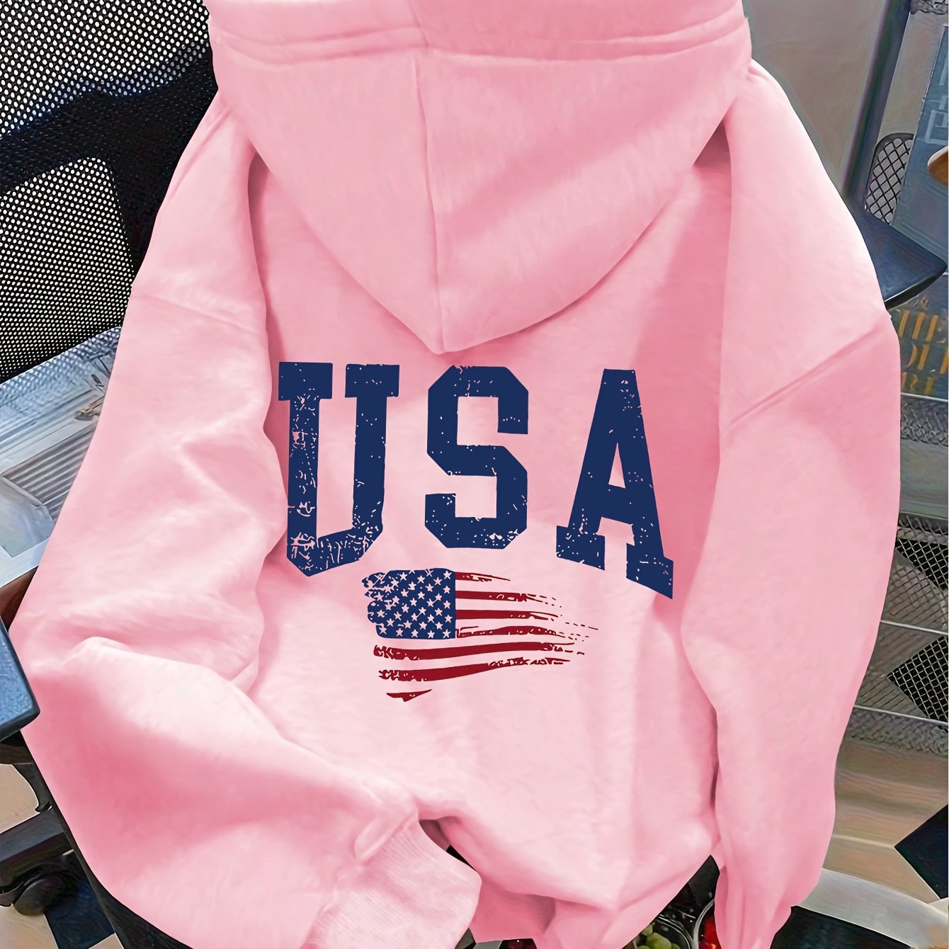 [Kangaroo Pocket Hoodie] Women's Kangaroo Pocket Sweatshirt Hoodie with Letter Print on Back - New Autumn/Winter Sweatshirt Hoodie - veyora
