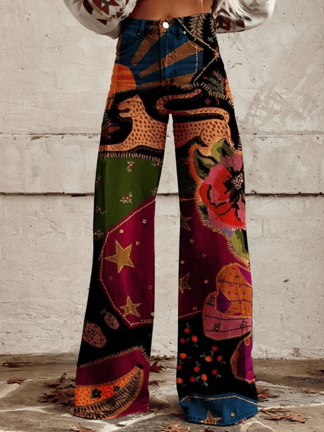 Olivia™ - Vintage Colourful Printed Wide Leg Pants - veyora