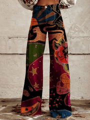 Olivia™ - Vintage Colourful Printed Wide Leg Pants - veyora