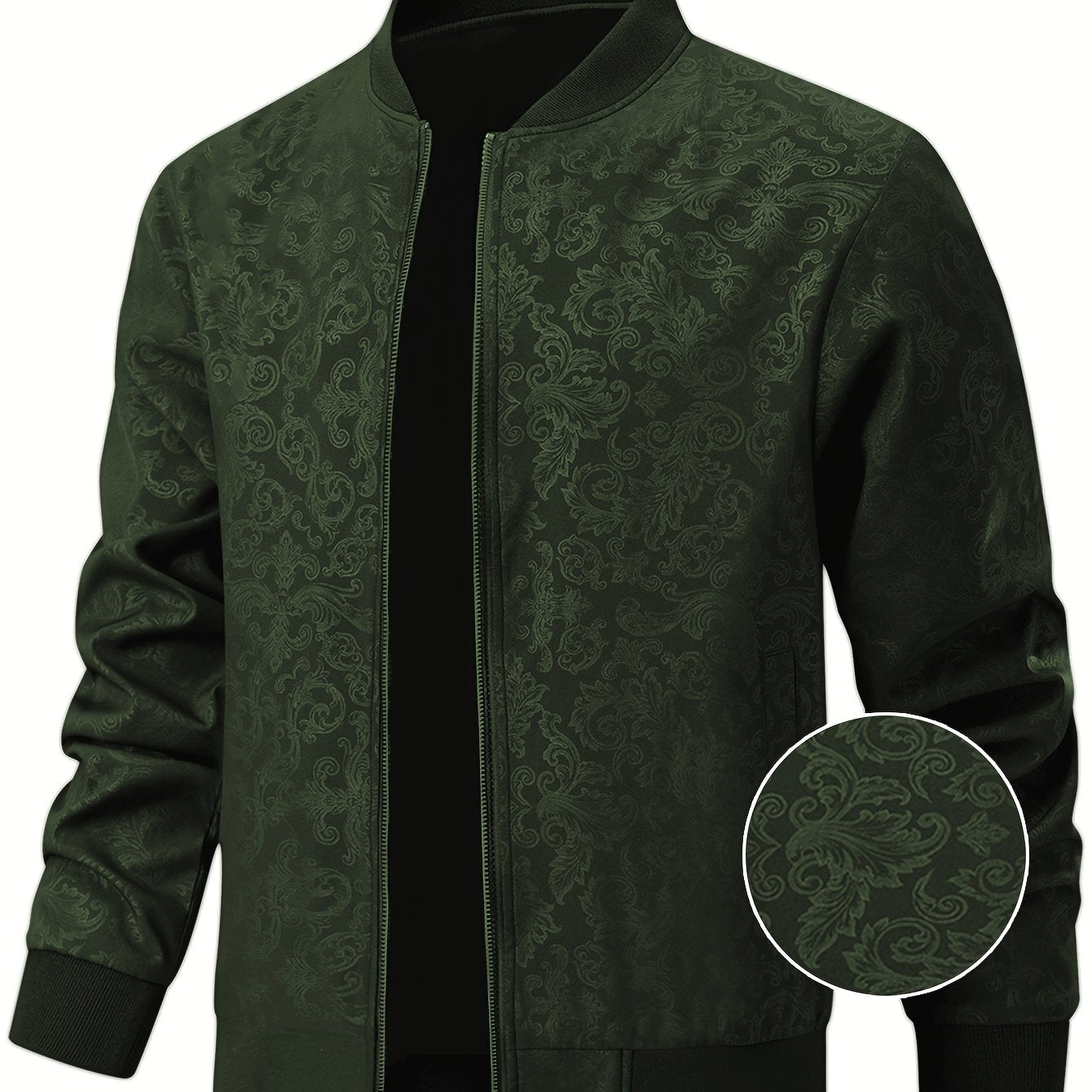 Men'S Casual Pilot Jacket | Phoenix Print Texture with Baseball Collar, 97%, 3% Spandex, Suitable for Spring and Autumn Outdoor Wear - veyora