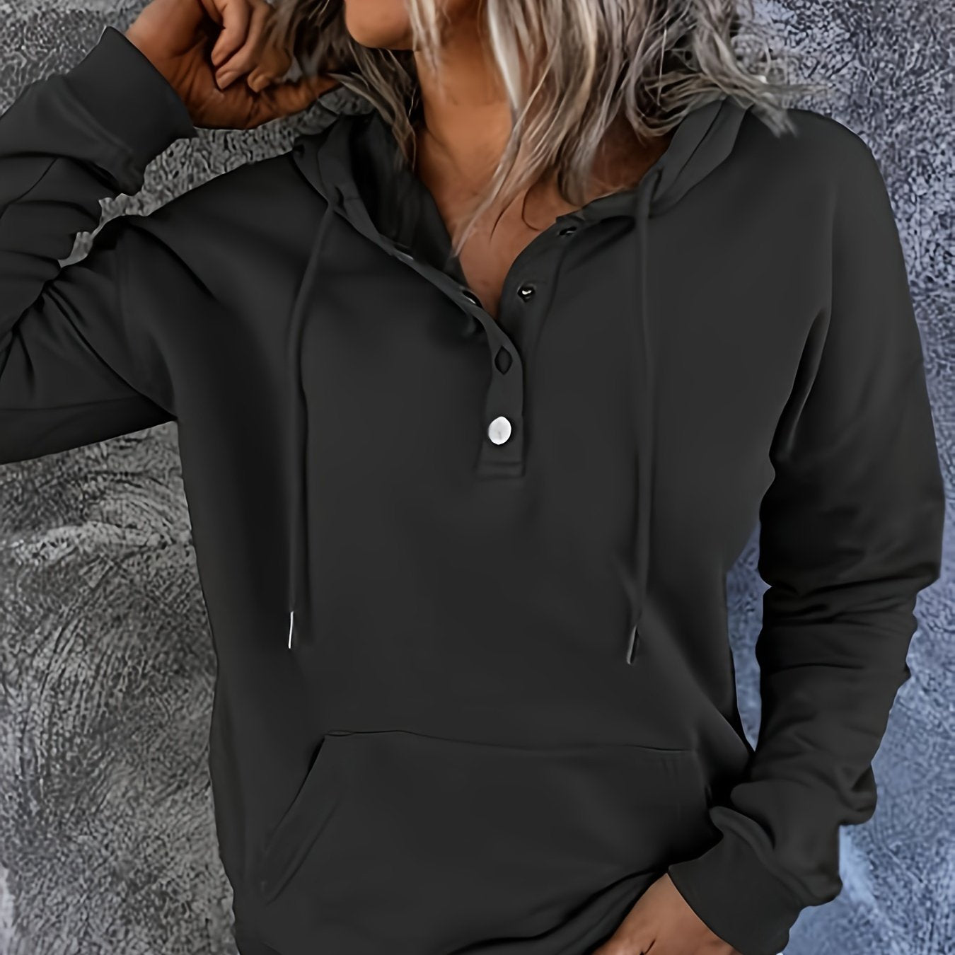 Women'S Oversized Hooded Sweatshirt - Long Sleeve Loose Fit Hoodie with Drawstring Hood & Front Pocket, Solid Casual Winter Warmth, Cozy Fall Winter Layering, Minimalist Casual Attire, Easy Care (Machine Washable) - Versatile for Casual & Semi - Forma - veyora