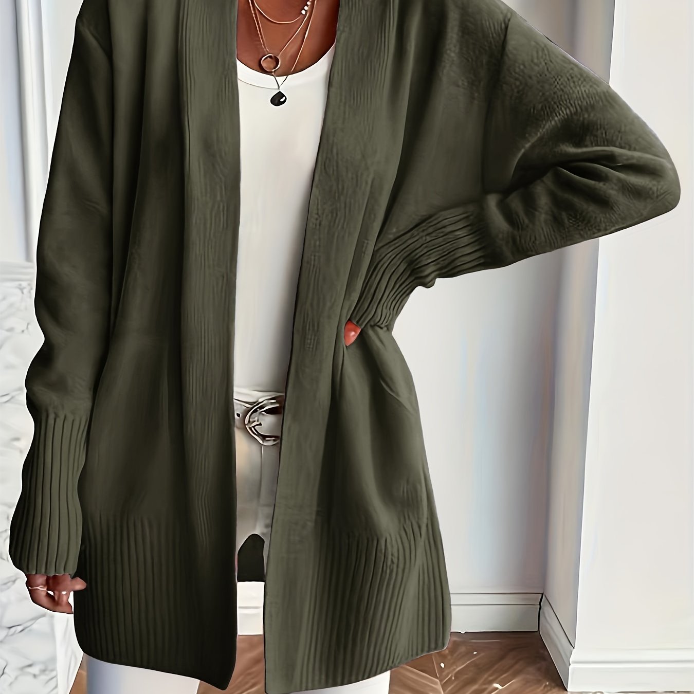 [Cozy Cardigan] Cozy Yellow Women's Knit Cardigan | Long Sleeve, V - Neck, Loose Fit, Fall & Winter Stylish Pullover, Autumn Winter Apparel, Vibrant Cardigan, Knit Construction, Cardigan Sweater - veyora