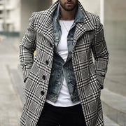 Stylish Retro Double Breasted Long Checkered Coat