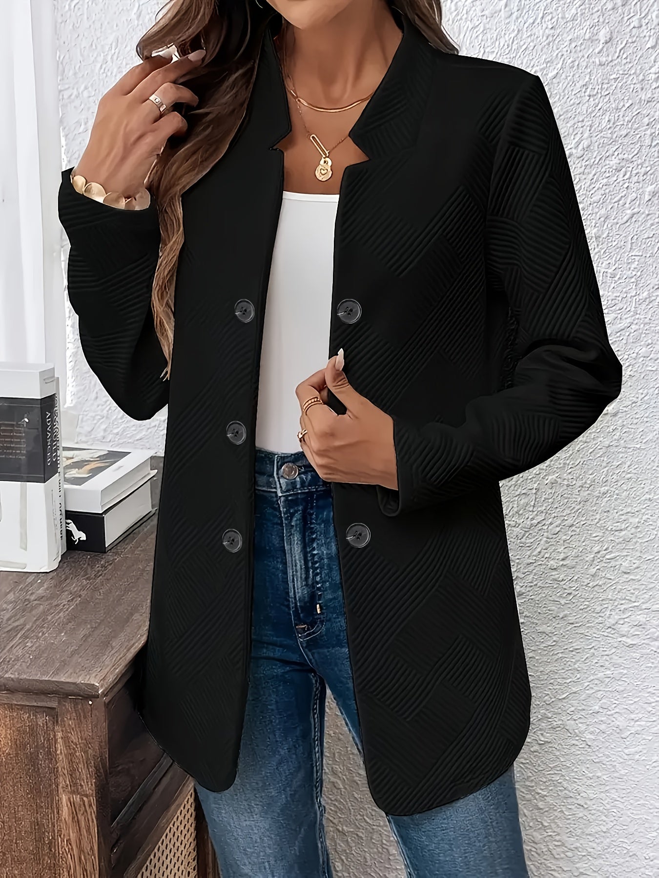 Fashion New Solid Color Front Button Decorative Cardigan Long Sleeve with Pockets Women's Mid - length Coat - veyora