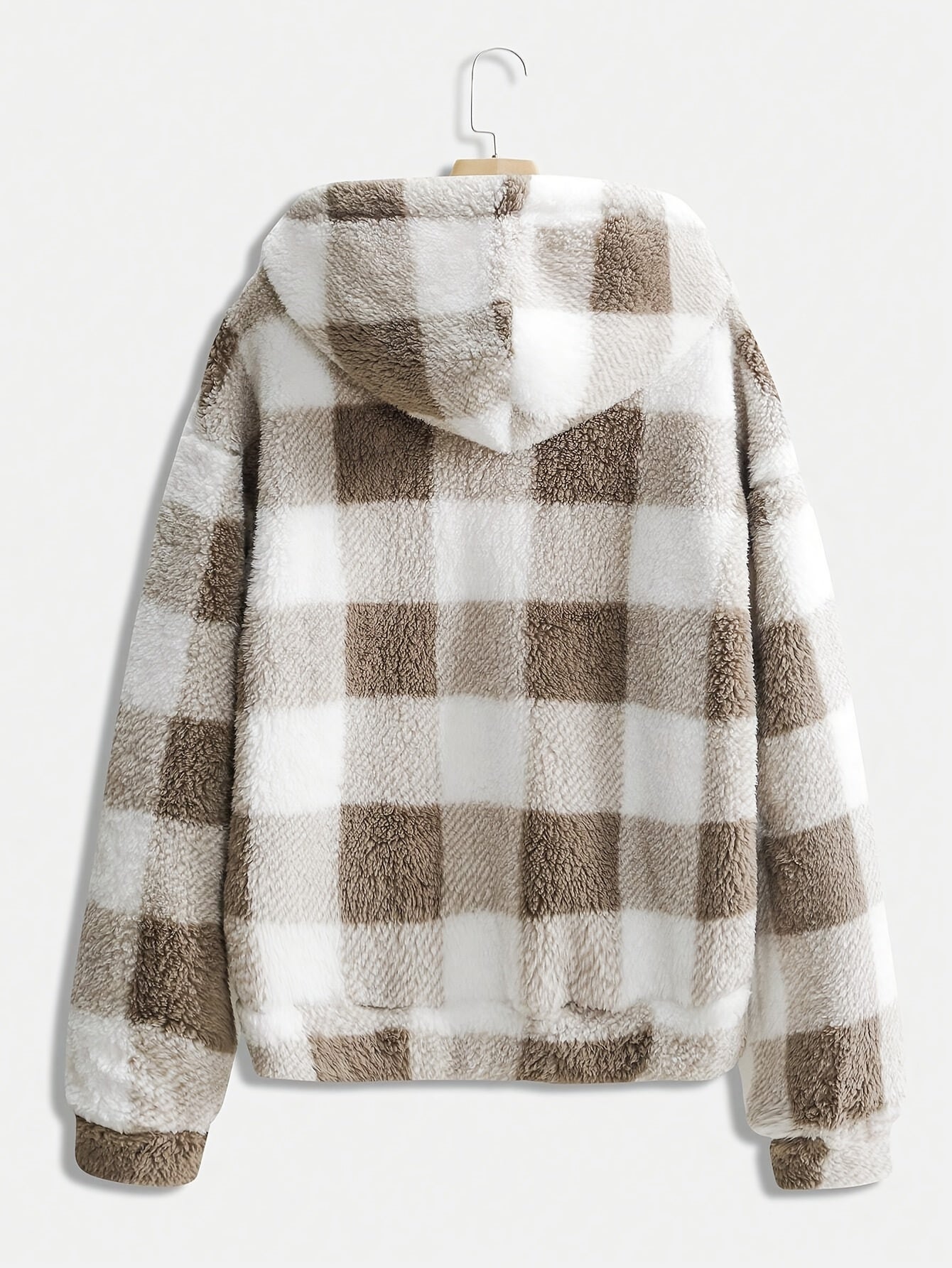 Women'S Plaid Fleece Coat - Mustard - Yellow & Checkered Winter Warmth, Soft Plush Jacket with Full - Zip Front Closure, Cozy Casual Outerwear for Fall & Winter, Winter Clothing, Fall Fashion, Stylish Outerwear, Fashion Lovers - veyora