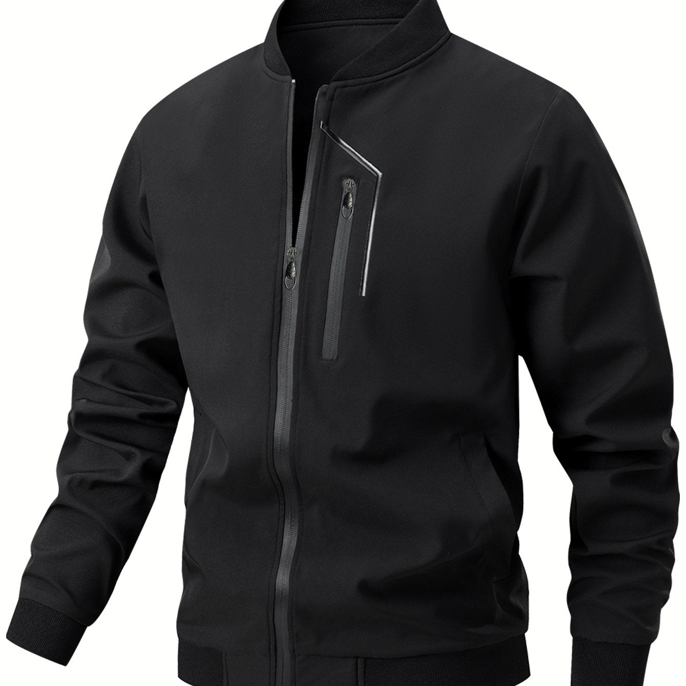 Men'S Casual Bomber Jacket | Spring - Autumn, Non - Stretch, Baseball Collar, Multiple Pockets, Zipper Closure - veyora