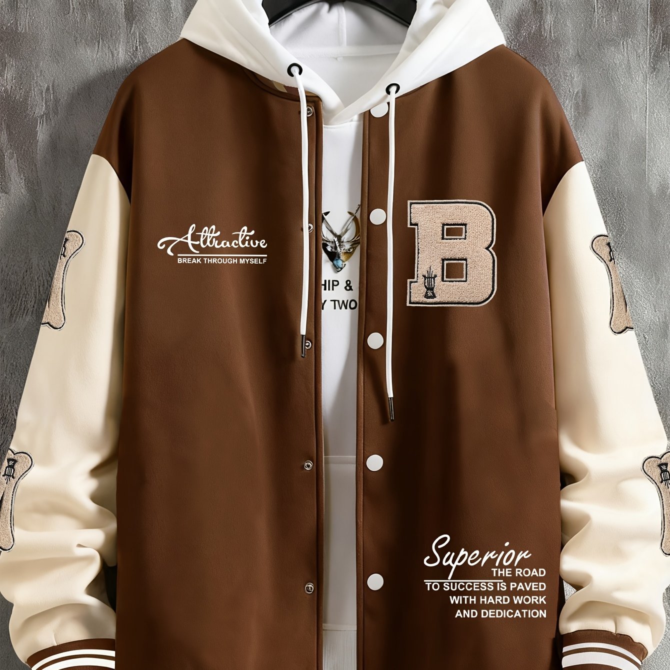 Men's Letter B Casual Street Multi - Pattern Jacket - veyora