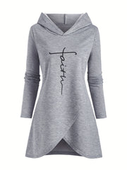 Women's Front Cross Casual Letter Print Long Sleeve Hoodie - veyora