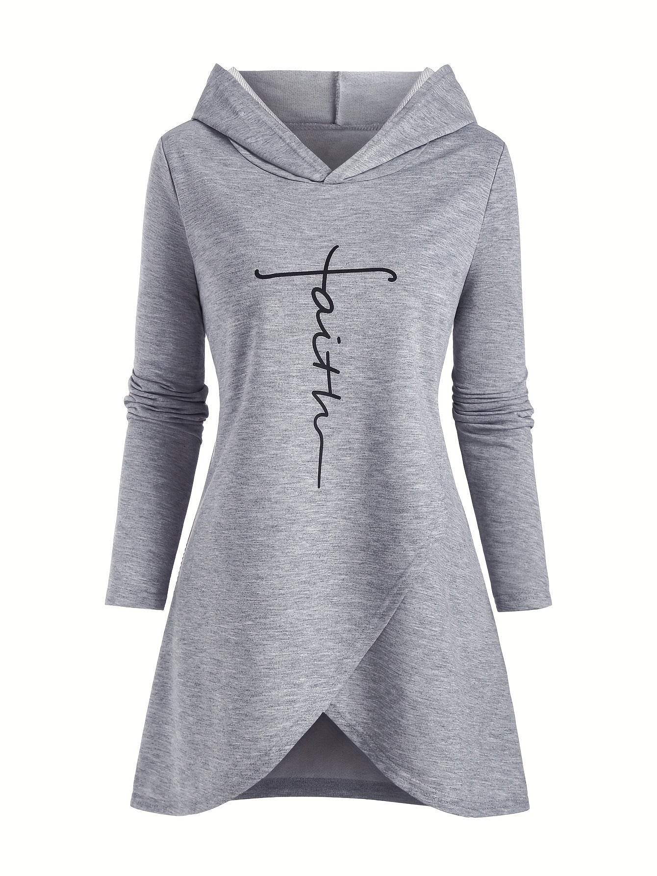 Women's Front Cross Casual Letter Print Long Sleeve Hoodie - veyora