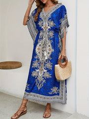 Women's Middle Eastern Muslim Robe, Loose V-Neck Beach Sun Protection Party Casual Bohemian Dress