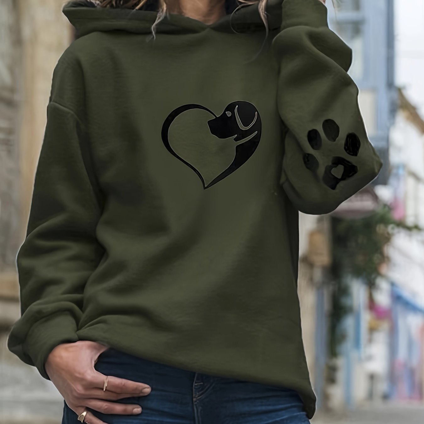 New Women'S Hoodie with Animal Head Print, Loose - Fitting And Cozy - veyora