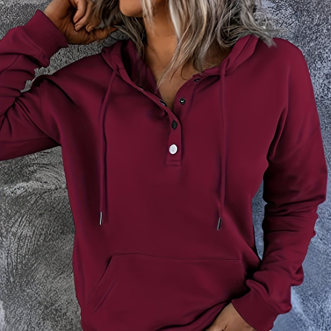 Women'S Oversized Hooded Sweatshirt - Long Sleeve Loose Fit Hoodie with Drawstring Hood & Front Pocket, Solid Casual Winter Warmth, Cozy Fall Winter Layering, Minimalist Casual Attire, Easy Care (Machine Washable) - Versatile for Casual & Semi - Forma - veyora