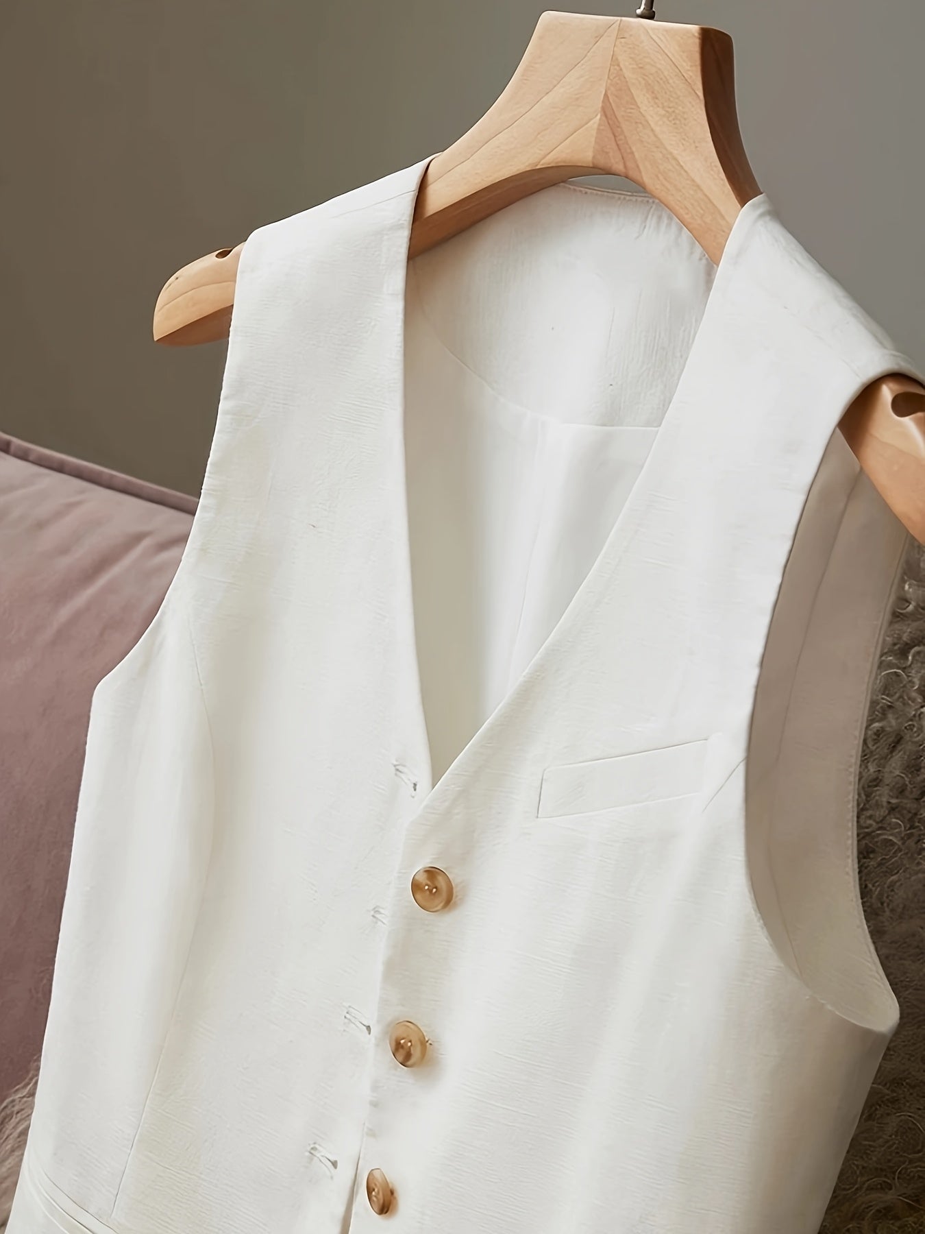 BK040924 Women's Casual Elegant Waist - cinching Jacket Vest Linen - veyora