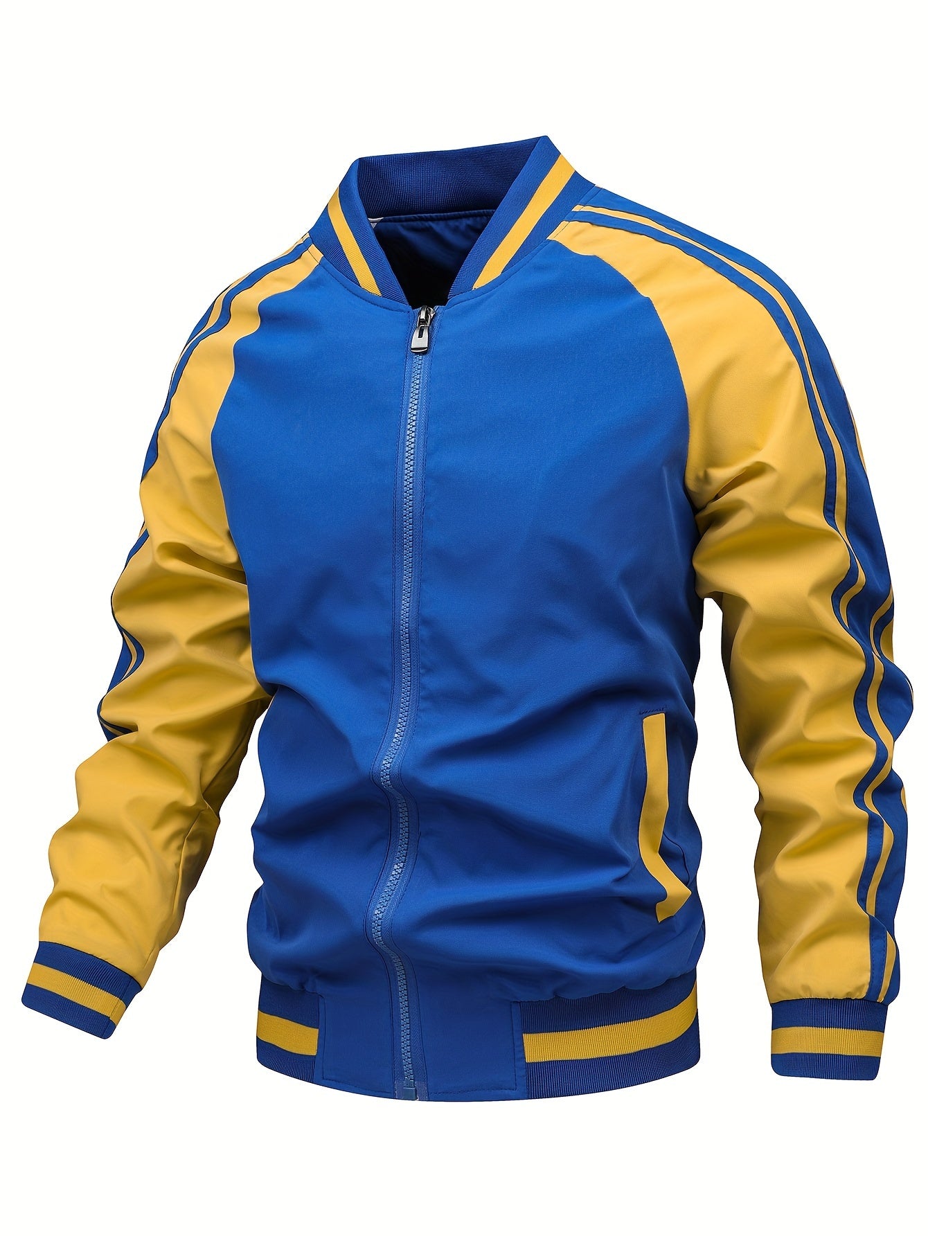Men'S Baseball Collar Jacket, Unisex Autumn Outerwear, Sporty Jacket, Collegiate Style Jacket, Lightweight Outerwear for Fall And Winter - veyora