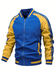 Men'S Baseball Collar Jacket, Unisex Autumn Outerwear, Sporty Jacket, Collegiate Style Jacket, Lightweight Outerwear for Fall And Winter - veyora