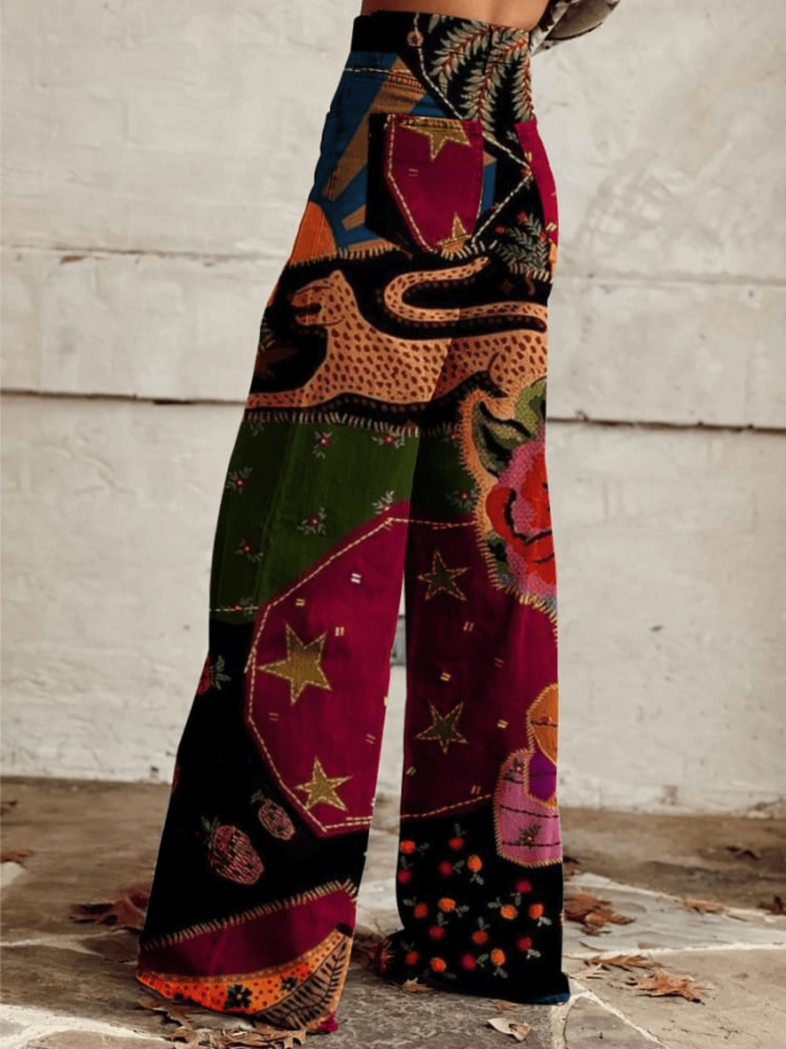 Olivia™ - Vintage Colourful Printed Wide Leg Pants - veyora