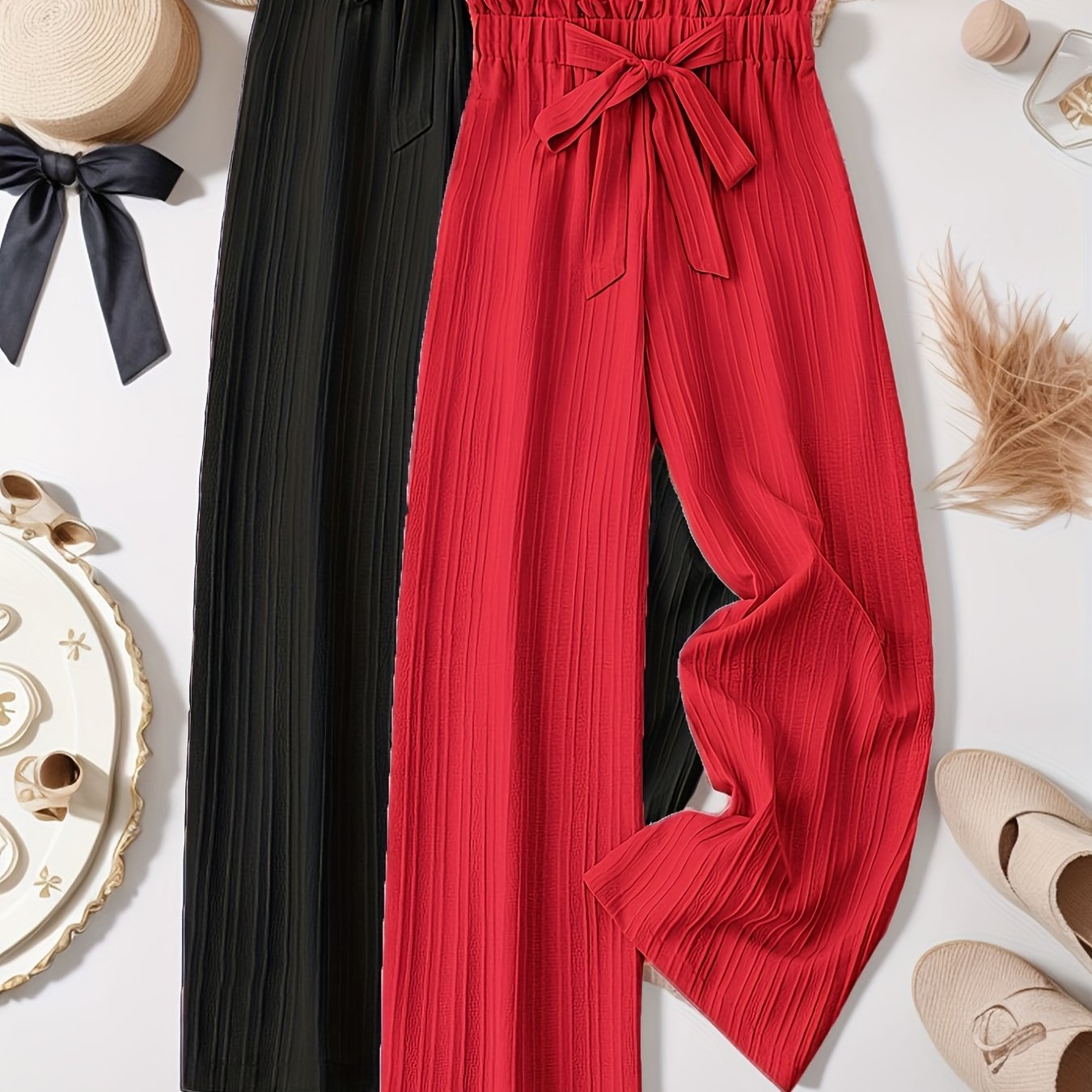 Two - Piece Women'S Clothing Loose Pleated Texture Trousers - veyora