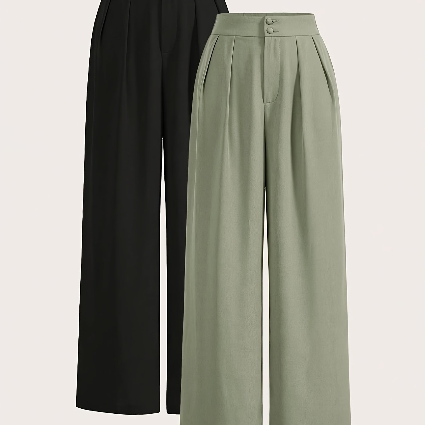 High - Waisted Wide - Leg Pants Two - Piece Set - veyora