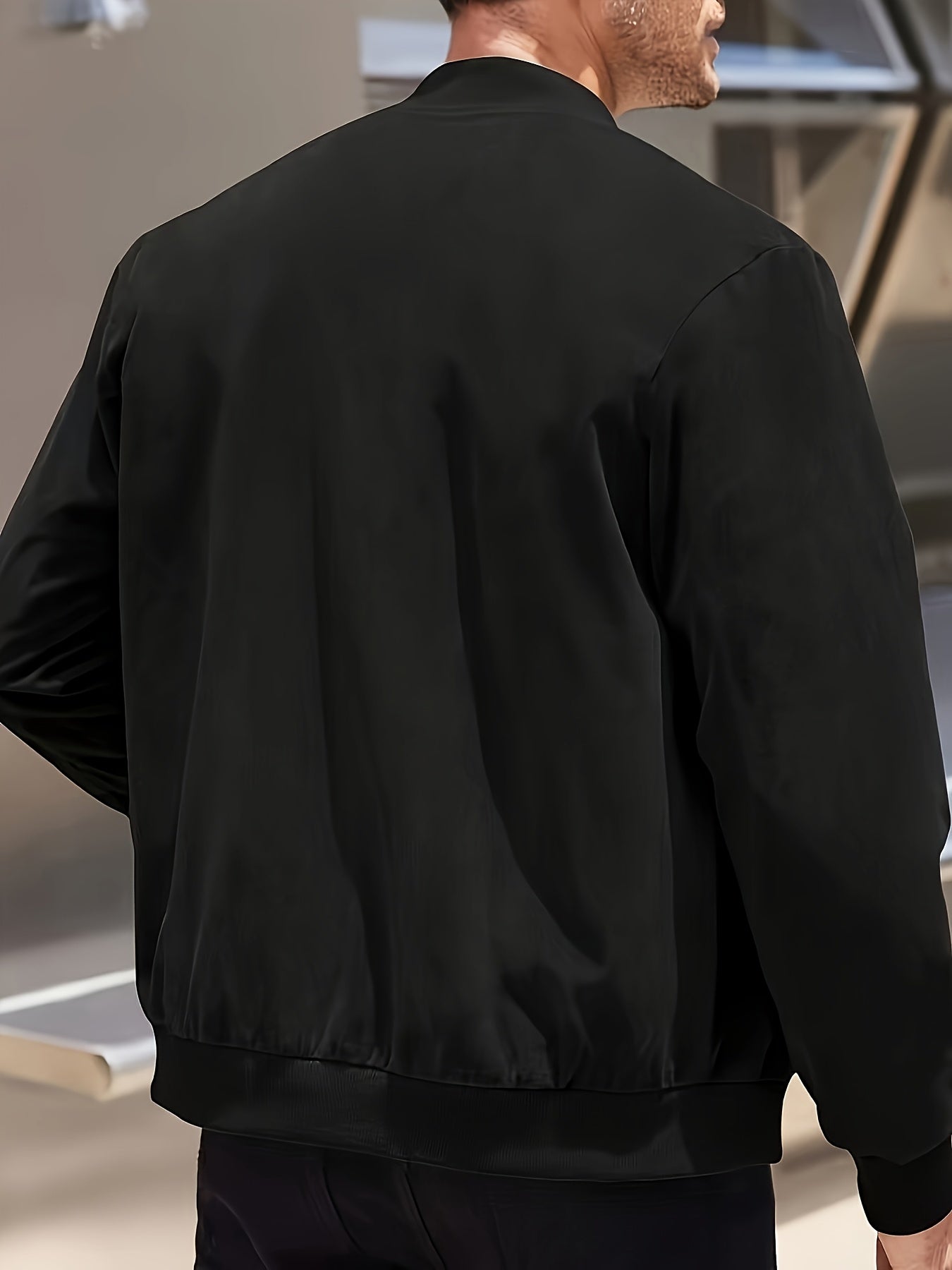 Men's Casual Retro - Inspired Lightweight Zip - Up Jacket - Solid Color, Machine Washable with Baseball Collar - veyora