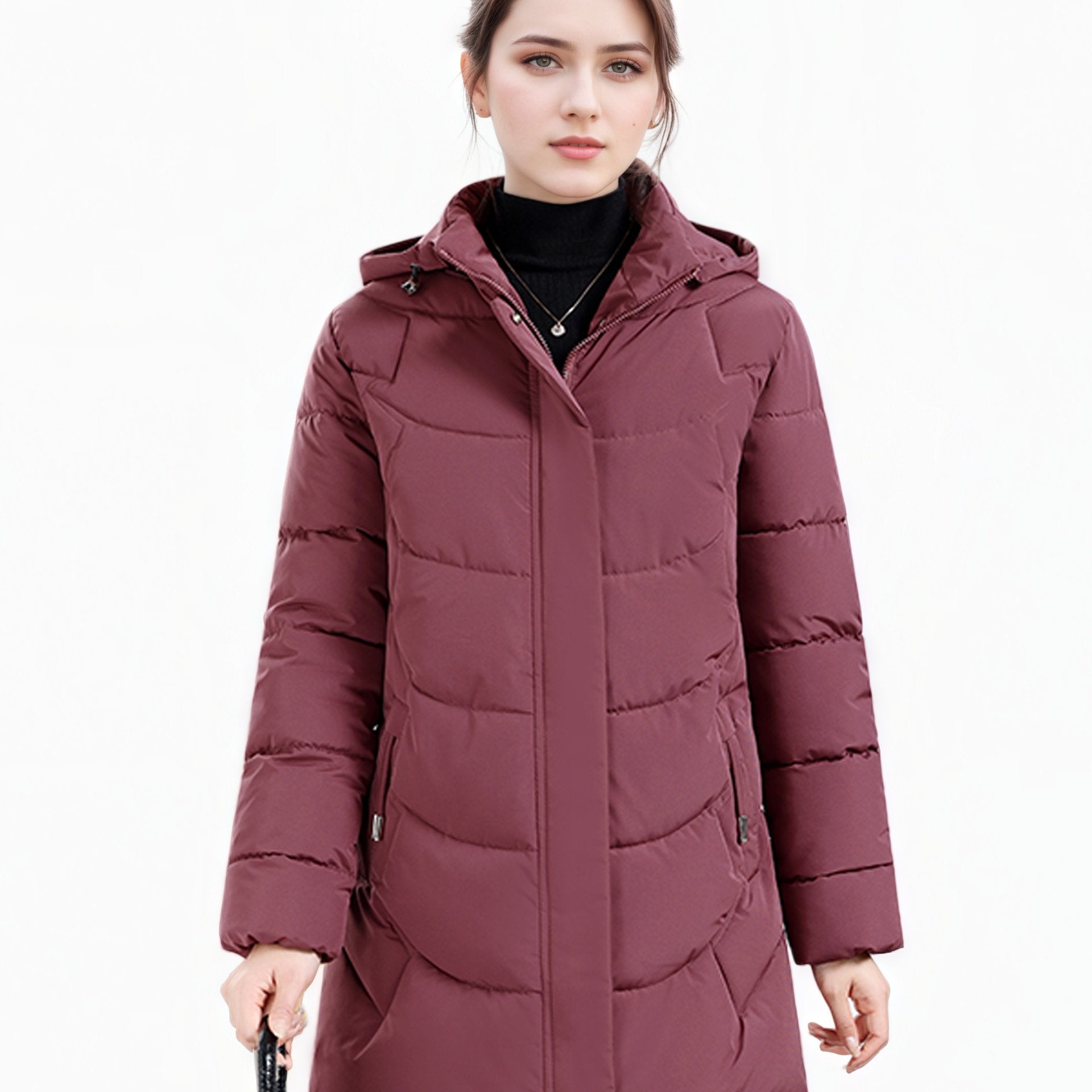 2025 New Women's Autumn/Winter Padded Long Coat, Fashionable Christmas Gift Jacket with Hood - veyora