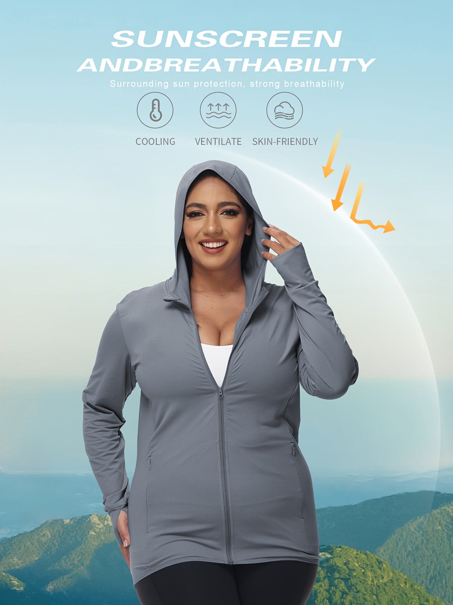 [Ultra-thin Sun Protection Jacket] Women's Outdoor Sun Protection Jacket For Hiking, Running, Traveling, And Fitness, Ultra-thin, Elastic, Breathable, And UV-resistant.