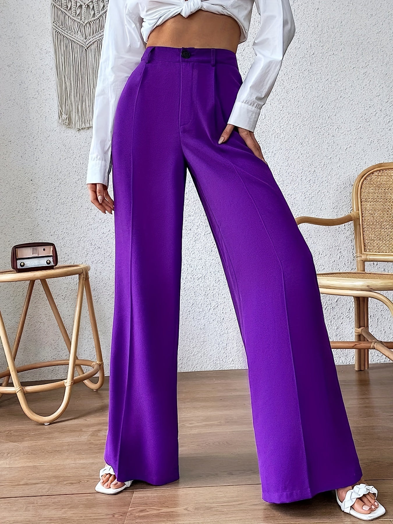 Directional Opening, New 2023 Style, European And American Fashion High - Waisted Long Pants, Wide - Leg Trousers - veyora